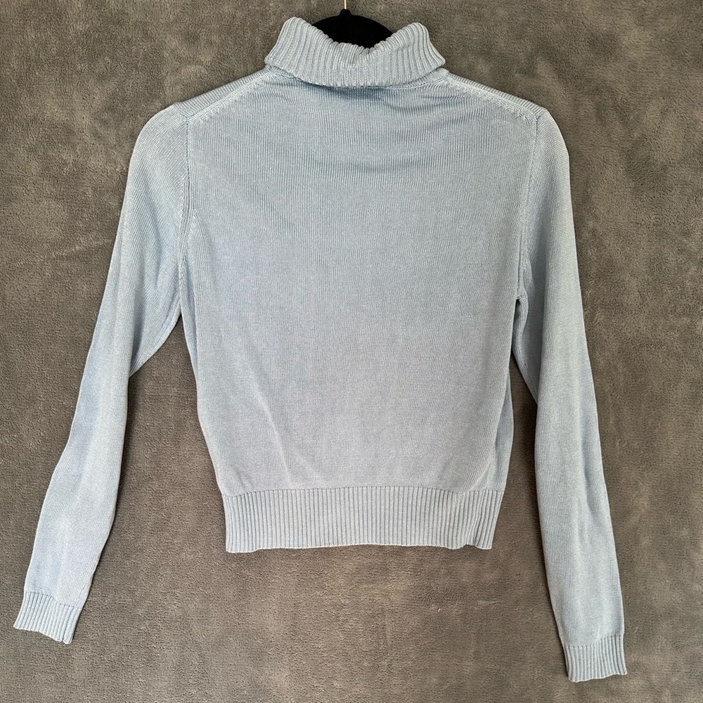 Vintage Ann Taylor Ice Blue Silk Turtleneck Sweater Size Medium